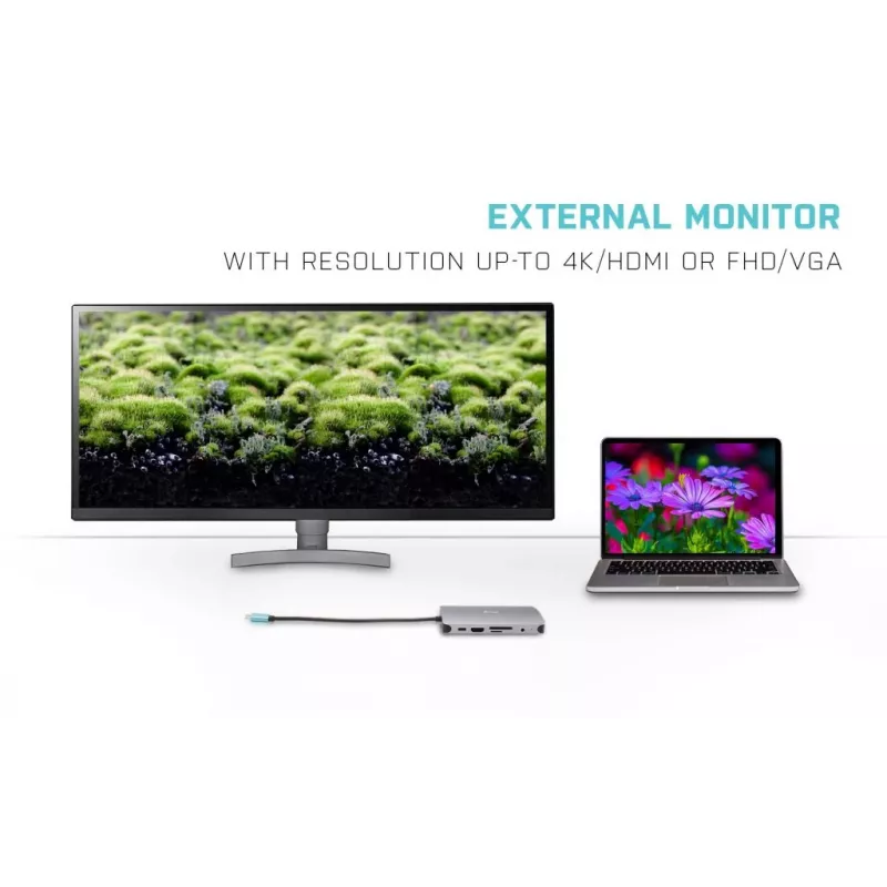 i-tec Metal USB-C Nano dock HDMI/VGA met LAN + oplader 100 W