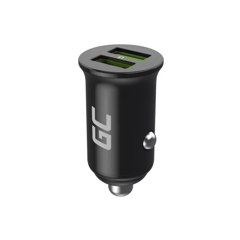 Green Cell GC PowerRide Nano36 CADM-GC-36AA autolader 36 W 6 A, 2 × USB-A, snelladen met Ultra Charge, 12/24 V, zwart