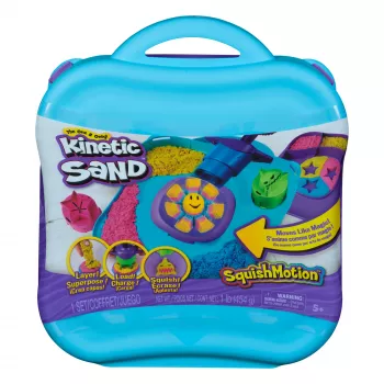 Kinetic Sand, SquishMotion, cadeau voor het paasmandje, bevat 1 lb vormbaar speelzand, stempel en 5 gereedschappen, opbergbox, sensorisch speelgoed voor kinderen vanaf 5 jaar