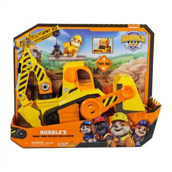 Rubble & Crew, Bark Yard Deluxe Bulldozer bouwvoertuig-speelgoed met lichtjes, geluiden & Rubble-actiefiguur, kinderspeelgoed voor jongens en meisjes vanaf 3 jaar