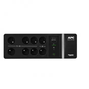 APC Back-UPS, 500VA/300W vloer-/wandmontage, 230V, 8x Franse/Belgische stopcontacten, USB Type-A aansluiting, door gebruiker vervangbare batterij