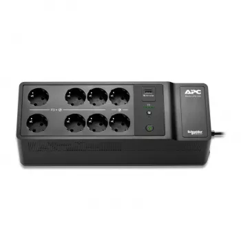 APC Back-UPS, 500VA/300W vloer-/wandmontage, 230V, 8x CEE 7/3 Schuko-stopcontacten, USB Type-A aansluiting, door gebruiker vervangbare batterij