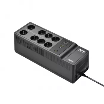 APC Back-UPS, 1050VA/600W vloer-/wandmontage, 230V, 8x Schuko CEE 7/3 stopcontacten, USB Type A+C aansluiting, vervangbare batterij