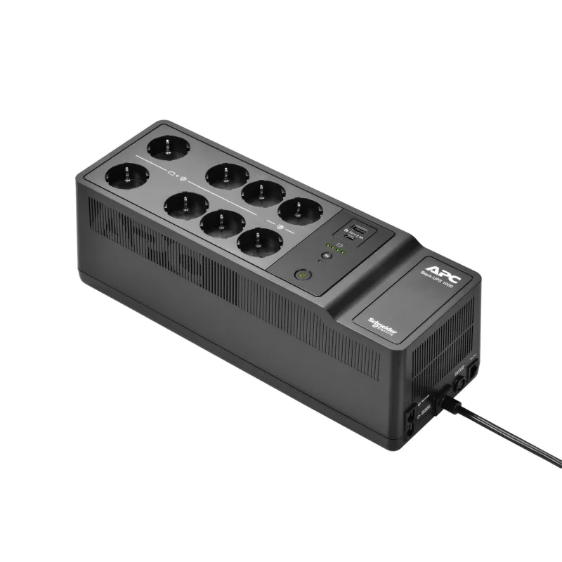 APC Back-UPS, 1050VA/600W vloer-/wandmontage, 230V, 8x Schuko CEE 7/3 stopcontacten, USB Type A+C aansluiting, vervangbare batterij