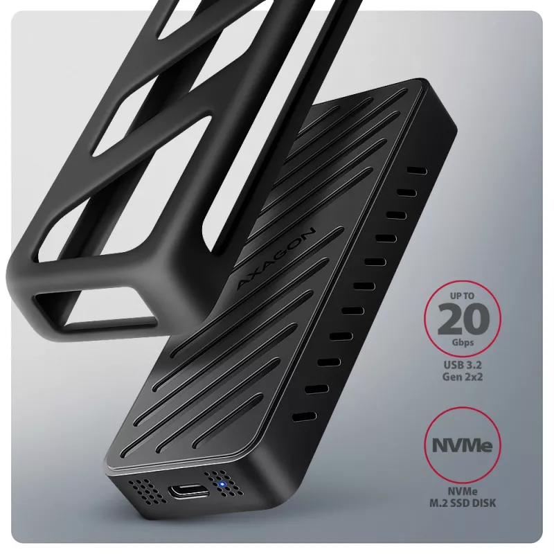 Axagon EEM2-20G USB-C 20Gbps - M.2 NVMe SSD gepantserde behuizing