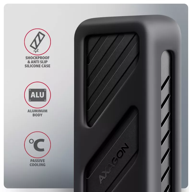 Axagon EEM2-20G USB-C 20Gbps - M.2 NVMe SSD gepantserde behuizing