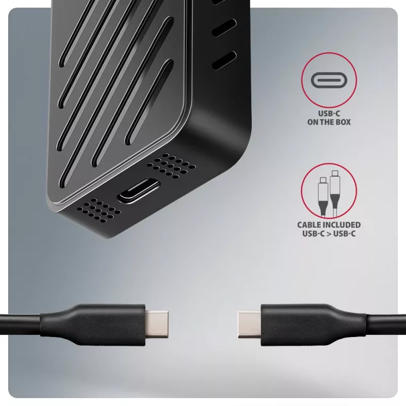 Axagon EEM2-20G USB-C 20Gbps - M.2 NVMe SSD gepantserde behuizing