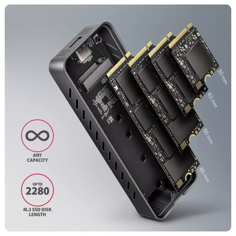 Axagon EEM2-20G USB-C 20Gbps - M.2 NVMe SSD gepantserde behuizing
