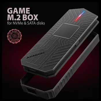 Axagon EEM2-GAM externe USB-C 10Gbps metalen behuizing voor M.2 NVMe & SATA SSD's. Schroefloos