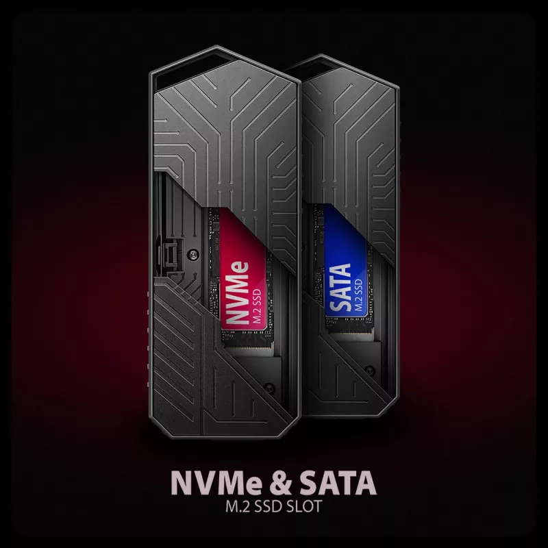 Axagon EEM2-GAM externe USB-C 10Gbps metalen behuizing voor M.2 NVMe & SATA SSD's. Schroefloos