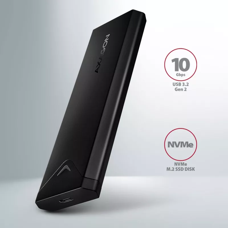 Axagon EEM2-UB2 externe USB-C 10Gbps metalen behuizing voor M.2 NVMe SSD's. Zwart