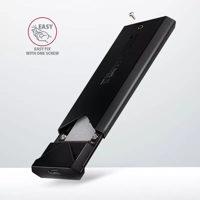 Axagon EEM2-UB2 externe USB-C 10Gbps metalen behuizing voor M.2 NVMe SSD's. Zwart