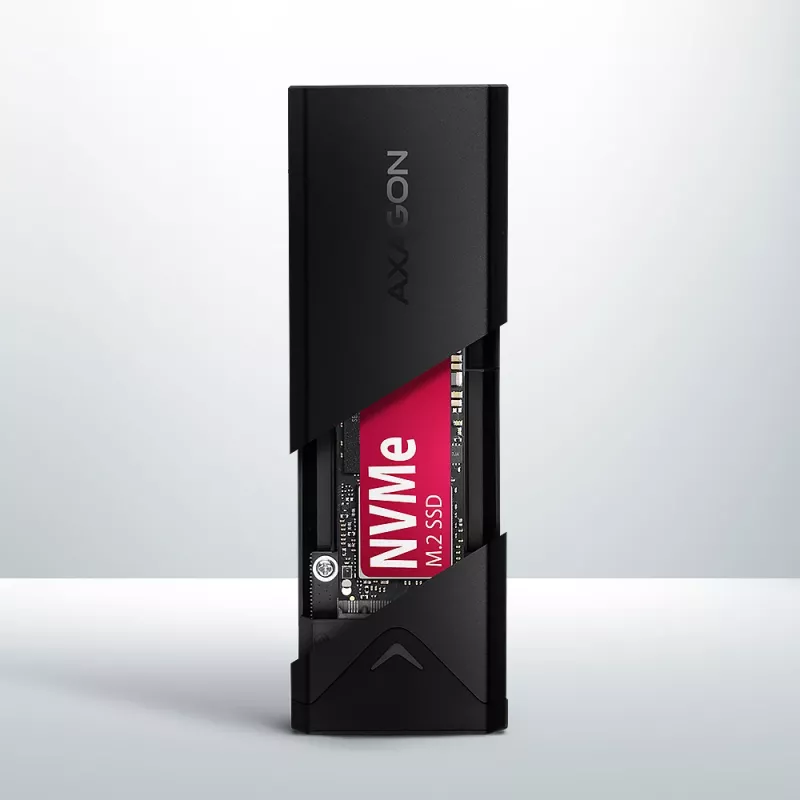 Axagon EEM2-UB2 externe USB-C 10Gbps metalen behuizing voor M.2 NVMe SSD's. Zwart