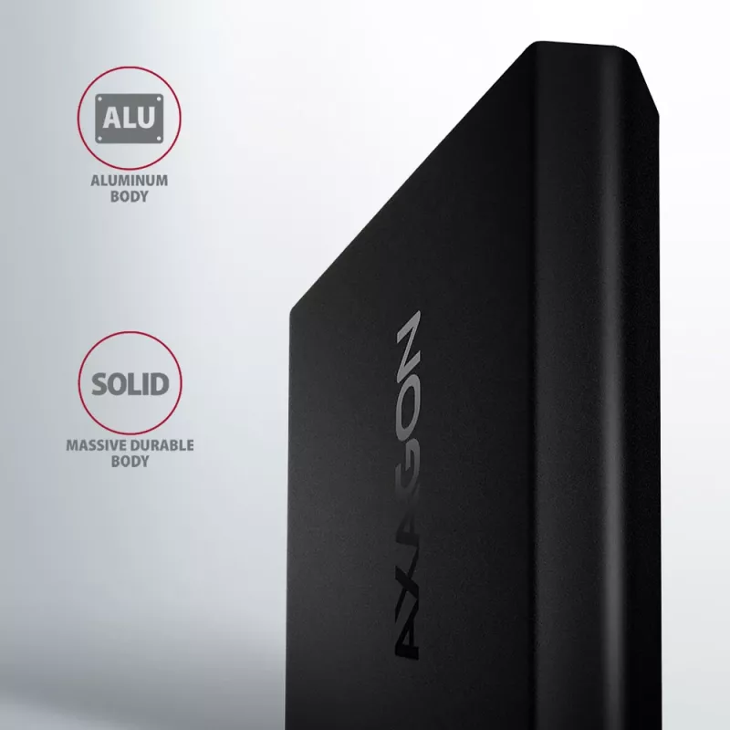 Axagon EEM2-UB2 externe USB-C 10Gbps metalen behuizing voor M.2 NVMe SSD's. Zwart