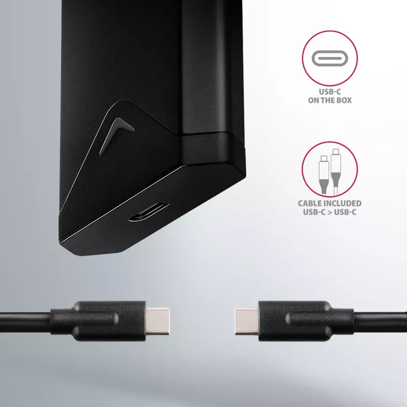 Axagon EEM2-UB2 externe USB-C 10Gbps metalen behuizing voor M.2 NVMe SSD's. Zwart