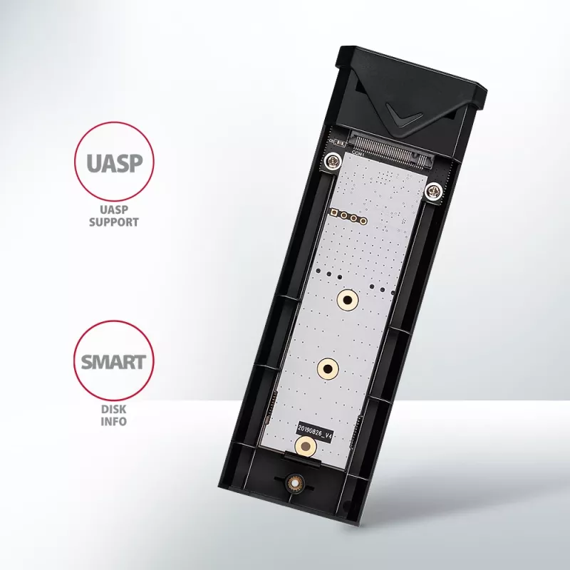 Axagon EEM2-UB2 externe USB-C 10Gbps metalen behuizing voor M.2 NVMe SSD's. Zwart