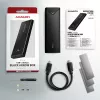 Axagon EEM2-UB2 externe USB-C 10Gbps metalen behuizing voor M.2 NVMe SSD's. Zwart