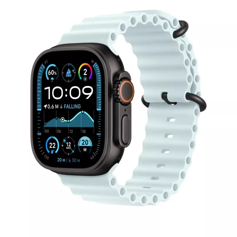 APPLE 49 mm Ice Blue Ocean Band verlenging – zwarte titanium finish