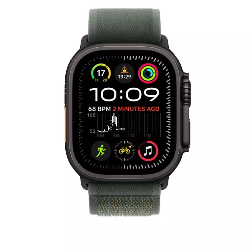 Band Apple 49mm groen Trail Loop S/M zwart titanium finish