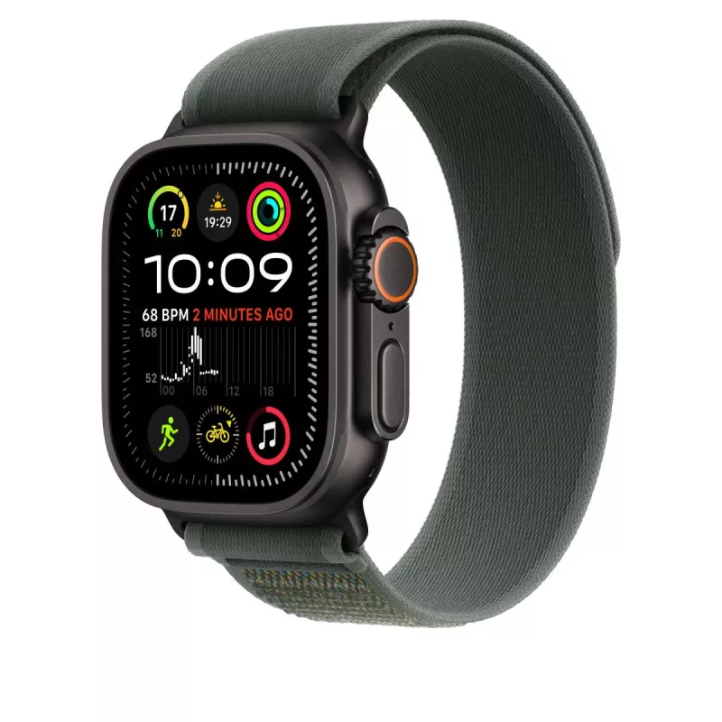 Band Apple 49mm groen Trail Loop S/M zwart titanium finish