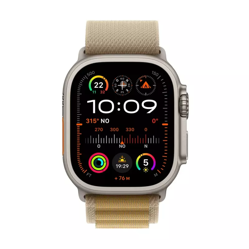Smartwatch Apple Watch Ultra 2 GPS + Cellular 49mm Natural Titanium behuizing Tan Alpine Loop Medium