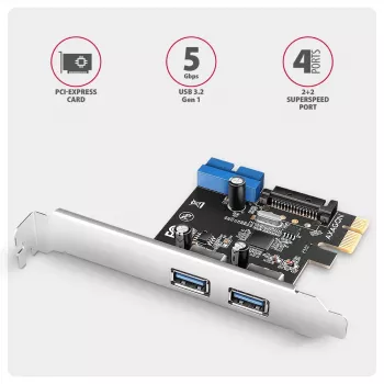 Axagon PCEU-232RS PCIe-controller 2x ext. + 2x int. USB 5Gbps
