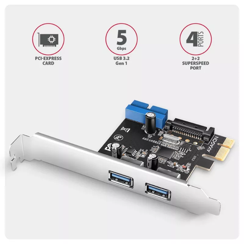Axagon PCEU-232RS PCIe-controller 2x ext. + 2x int. USB 5Gbps