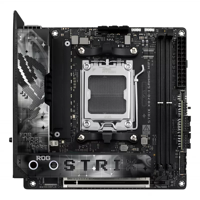 Moederbord ASUS ROG STRIX X870-I GAMING WIFI mini ITX · AMD X870 · socket AM5 · DDR5 · 2 DIMM · Wi-Fi 7 · Bluetooth 5.4