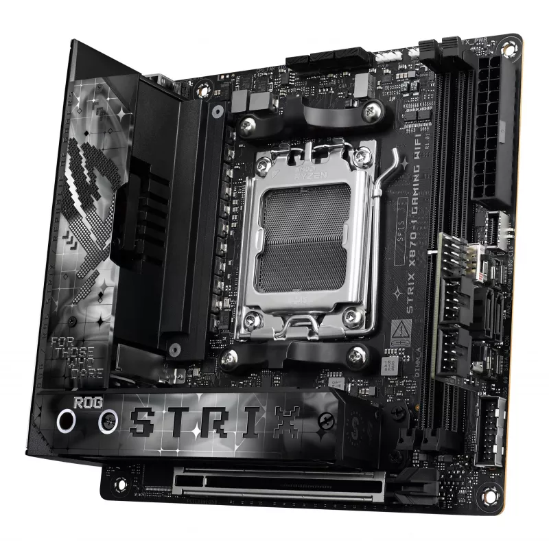 Moederbord ASUS ROG STRIX X870-I GAMING WIFI mini ITX · AMD X870 · socket AM5 · DDR5 · 2 DIMM · Wi-Fi 7 · Bluetooth 5.4