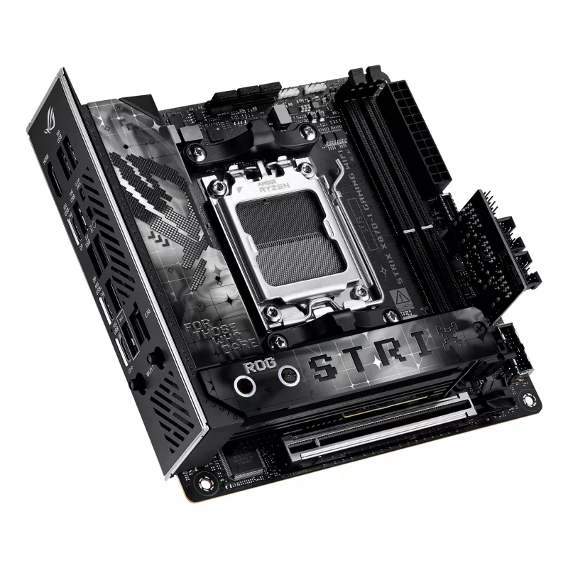 Moederbord ASUS ROG STRIX X870-I GAMING WIFI mini ITX · AMD X870 · socket AM5 · DDR5 · 2 DIMM · Wi-Fi 7 · Bluetooth 5.4
