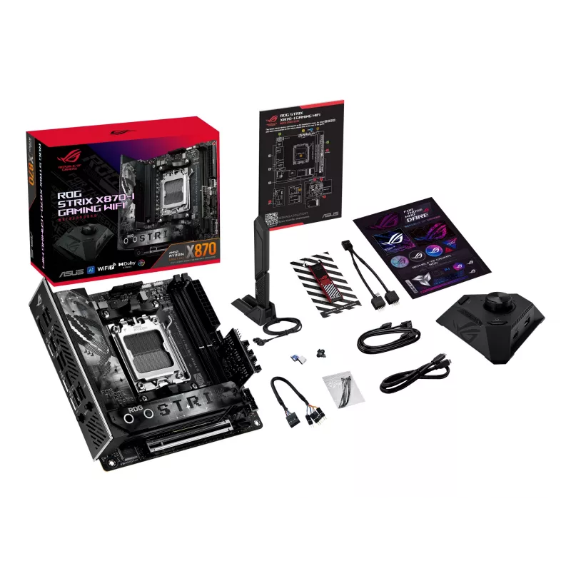 Moederbord ASUS ROG STRIX X870-I GAMING WIFI mini ITX · AMD X870 · socket AM5 · DDR5 · 2 DIMM · Wi-Fi 7 · Bluetooth 5.4