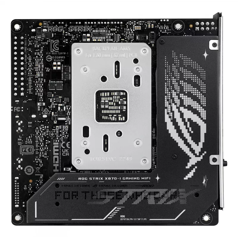 Moederbord ASUS ROG STRIX X870-I GAMING WIFI mini ITX · AMD X870 · socket AM5 · DDR5 · 2 DIMM · Wi-Fi 7 · Bluetooth 5.4