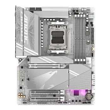 GIGABYTE X870 AORUS ELITE WIFI7 ICE moederbord - ondersteunt AMD Ryzen 9000 CPU's, 16+2+2 fasen digitale VRM, tot 8200 MHz DDR5 (OC), 3xPCIe 5.0 + 1xPCIe 4.0, Wi-Fi 7, 2.5GbE LAN, USB 4