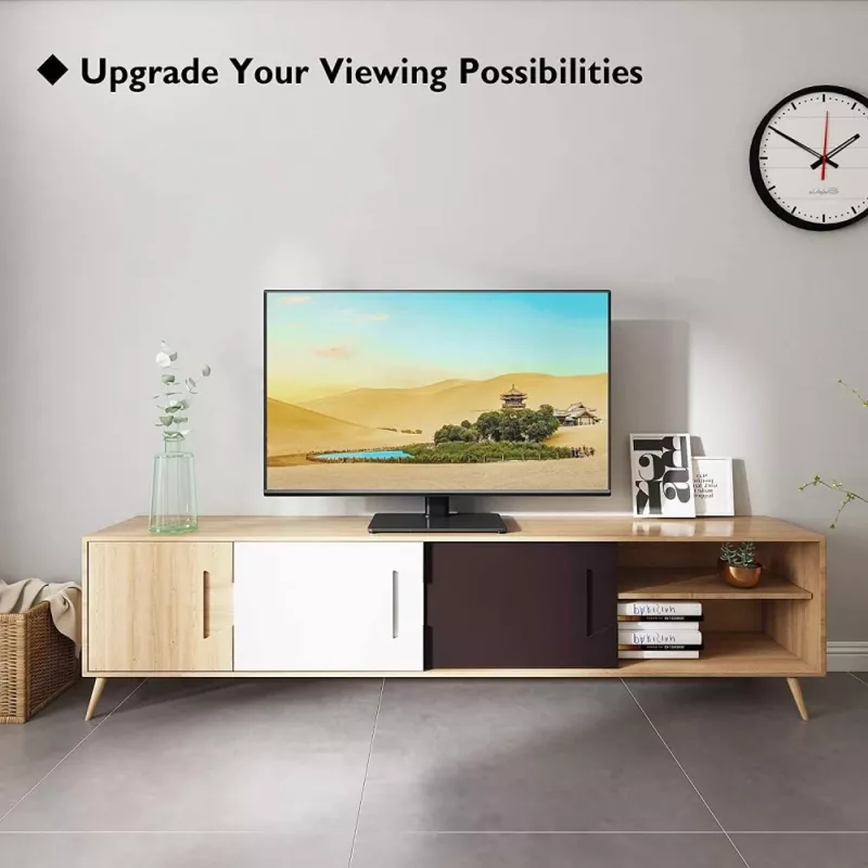 Techly ICA-LCD 323S bureaustandaard voor tv / monitor, 23–43 inch (58,4–109,2 cm), 40 kg, draaibaar, VESA 200x200, voet van gehard glas, zwart