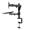 Techly ICA-LCD 174NB monitorbeugel voor op bureau met laptopplank, 13–32 inch (33–81,3 cm), 8 kg, laptop 12–17 inch, VESA 75x75 / 100x100, zwart