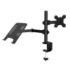 Techly ICA-LCD 174NB monitorbeugel voor op bureau met laptopplank, 13–32 inch (33–81,3 cm), 8 kg, laptop 12–17 inch, VESA 75x75 / 100x100, zwart