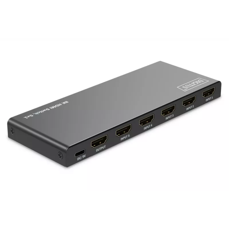 DIGITUS 5x1 HDMI-switch. 8K/60Hz (4:4:4). HDR. HDCP2.3