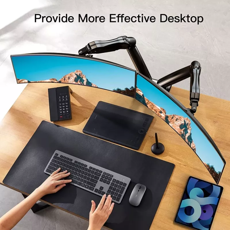 Techly ICA-LCD 462B monitorarm voor op het bureau, gasveer, 17-32 inch (43,2-81,3 cm), 9 kg, VESA 75x75/100x100, zwart