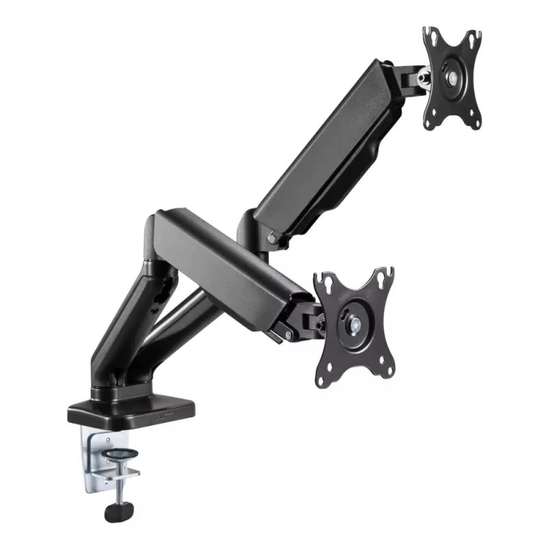 Techly ICA-LCD 462B monitorarm voor op het bureau, gasveer, 17-32 inch (43,2-81,3 cm), 9 kg, VESA 75x75/100x100, zwart