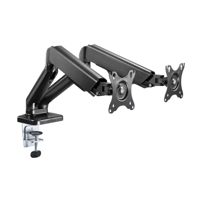 Techly ICA-LCD 462B monitorarm voor op het bureau, gasveer, 17-32 inch (43,2-81,3 cm), 9 kg, VESA 75x75/100x100, zwart