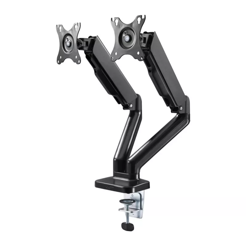 Techly ICA-LCD 462B monitorarm voor op het bureau, gasveer, 17-32 inch (43,2-81,3 cm), 9 kg, VESA 75x75/100x100, zwart