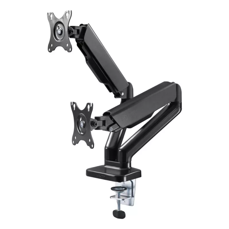 Techly ICA-LCD 462B monitorarm voor op het bureau, gasveer, 17-32 inch (43,2-81,3 cm), 9 kg, VESA 75x75/100x100, zwart