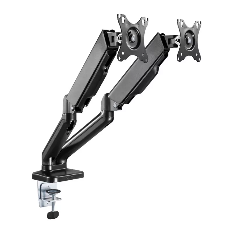 Techly ICA-LCD 462B monitorarm voor op het bureau, gasveer, 17-32 inch (43,2-81,3 cm), 9 kg, VESA 75x75/100x100, zwart