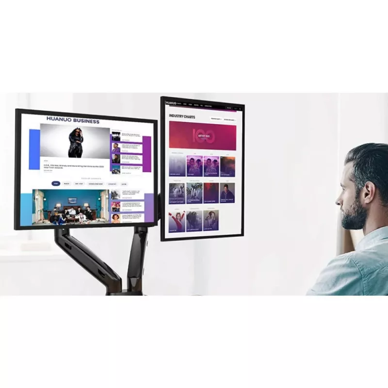 Techly ICA-LCD 462B monitorarm voor op het bureau, gasveer, 17-32 inch (43,2-81,3 cm), 9 kg, VESA 75x75/100x100, zwart