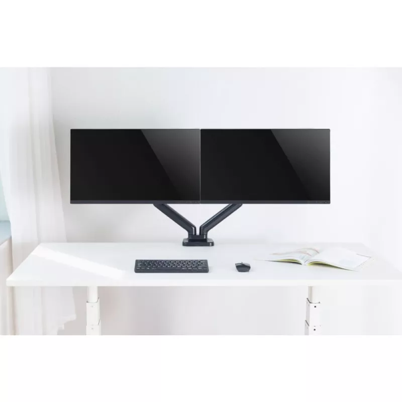 Techly ICA-LCD 462B monitorarm voor op het bureau, gasveer, 17-32 inch (43,2-81,3 cm), 9 kg, VESA 75x75/100x100, zwart