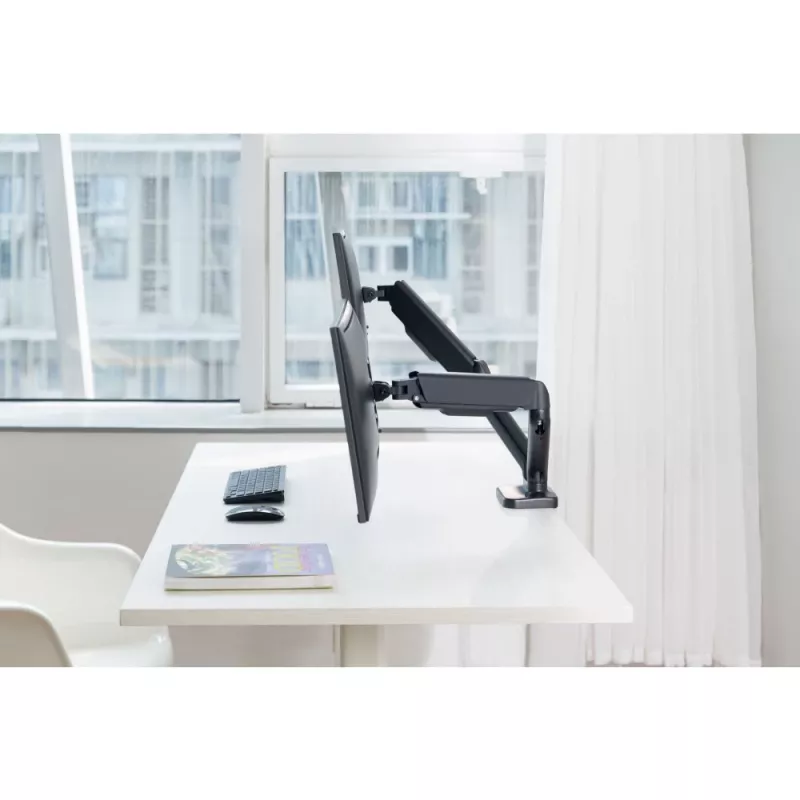 Techly ICA-LCD 462B monitorarm voor op het bureau, gasveer, 17-32 inch (43,2-81,3 cm), 9 kg, VESA 75x75/100x100, zwart