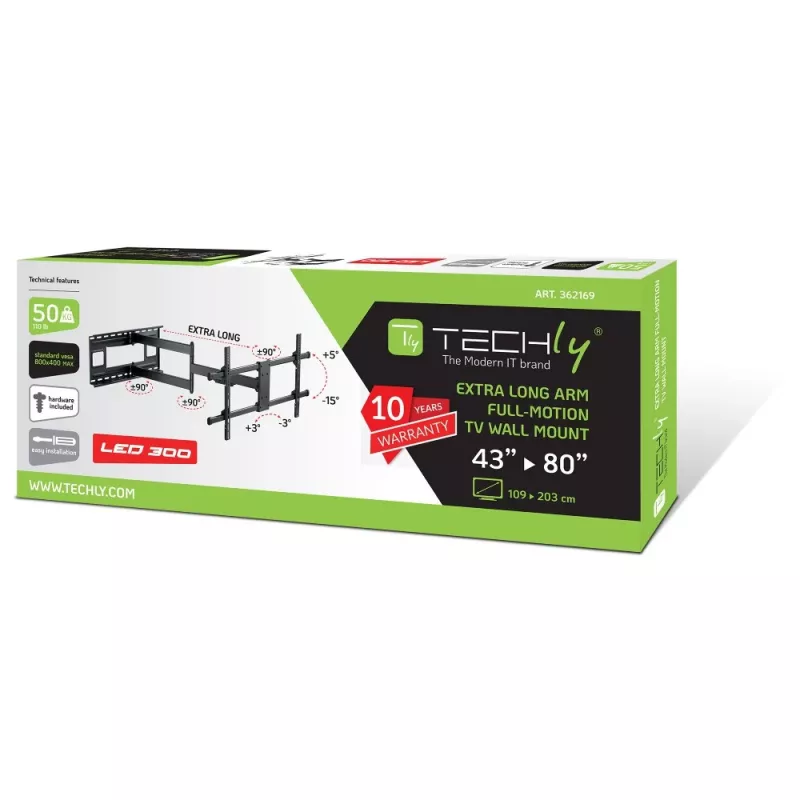 Techly ICA-PLB 490 TV-beugel/voet 2,03 m (80 inch) Zwart
