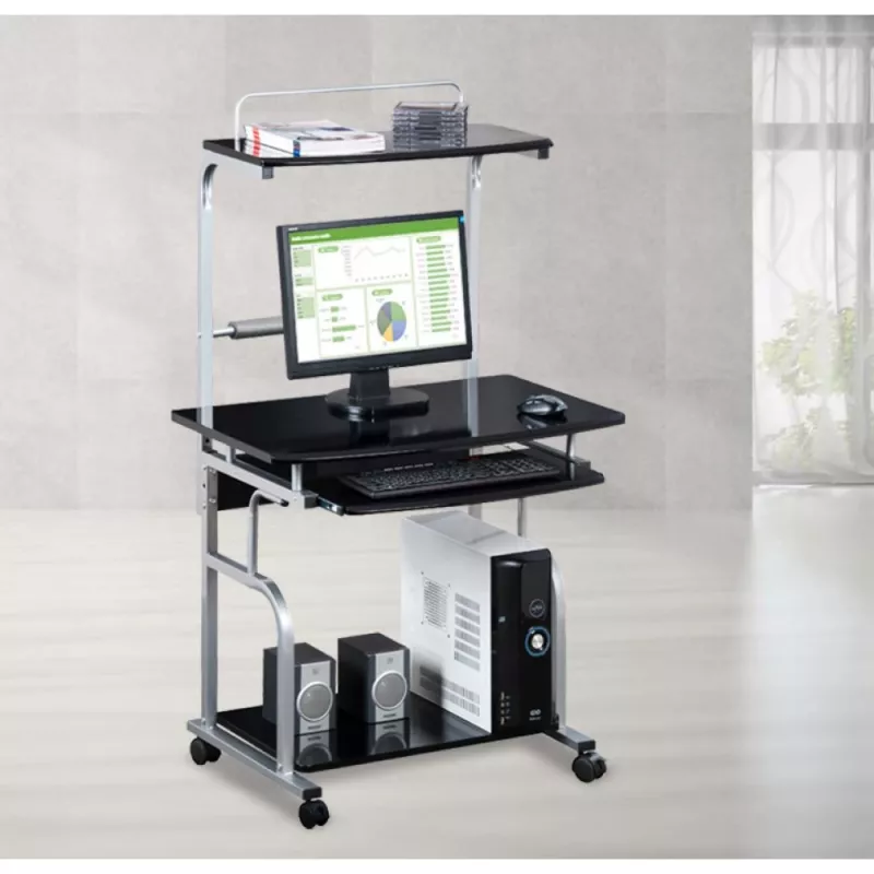 Techly Compact Multi-Function Computerbureau, Glossy Zwart ICA-TB 7800BK