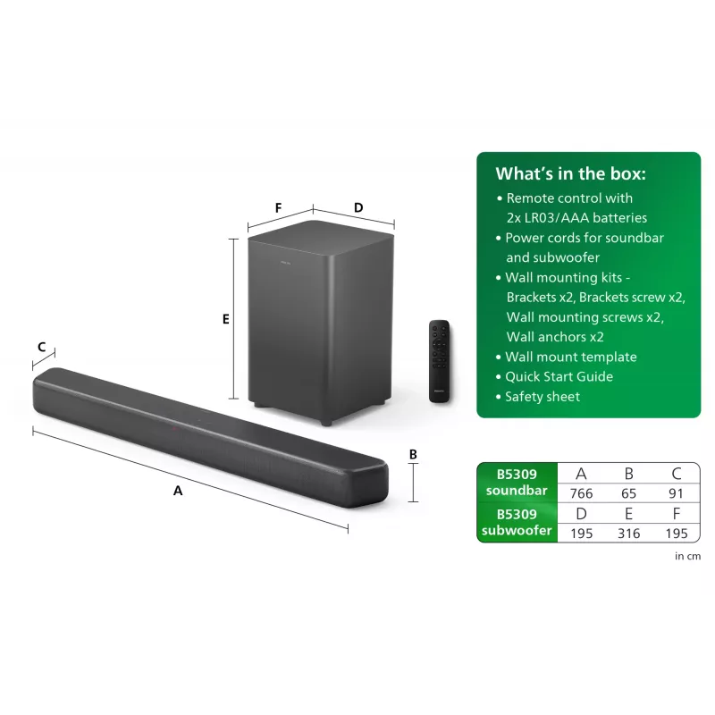 Soundbar-luidspreker Philips TAB5309/10 120 W