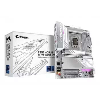 GIGABYTE Z890 AORUS ELITE WIFI7 ICE moederbord - ondersteunt Intel Core Ultra (serie 2) CPU's, 16+1+2 fasen VRM, tot 8800MHz DDR5 (OC), 1xPCIe 5.0 + 3xPCIe 4.0, Wi-Fi 7, 2.5GbE LAN, Thunderbolt 4